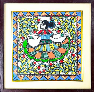 Pintura Étnica Madhubani 3D Completa Hecha a Mano en Jharkhand, Arte Popular Metálico, Decoración Tradicional India para el Hogar de Bihar - Product Image 1