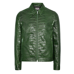 Chaqueta de Cuero con Estampado de Pitón para Hombre, Chaqueta de Motociclista de Cuero Genuino, Prenda Exterior Premium para Hombre, Personalizada, OEM, Venta al Por Mayor - Product Image 6