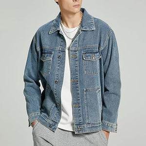 Veste en jean pour homme, vente en gros, design élégant et personnalisé, taille standard, respirante, veste d'hiver, décoration de poche, streetwear - Product Image 2