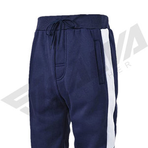<b>Men's</b> Navy White Hooded Tracksuit Set Color Blocking Knitted Sweatshirt And <b>Pants</b> With Drawstring Autumn Wear - Product Image 4