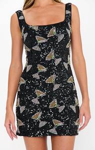 Vestido Mini de Terciopelo Negro con Cuello en V, Bordado y Adornado con Cuentas, Diseño Europeo de Lujo, Hecho a Mano, para Mujer de Oficina - Product Image 4