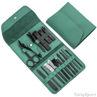 Kit de pédicure professionnel de luxe haut de gamme en acier inoxydable noir, 16 pièces, 5-en-1, 7-en-1, lames durables, personnalisable
