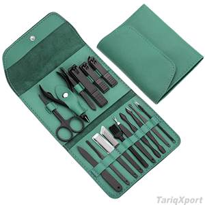 Premium 16 Piece Black Coated 5-in-1 Stainless Steel Professional <b>Nail</b> Clipper Pedicure <b>Kit</b> Durable Blades Customized Packing - Product Image 2