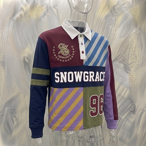 เสื้อสปอร์ตแขนยาว Snowgrace คอปกพับได้ ทรงปกติ สำหรับผู้ใหญ่ แบบยูนิเซ็กซ์  ผ้าเจอร์ซีย์สีบล็อก พิมพ์ลายโลโก้ด้านหน้า - Product Image 2