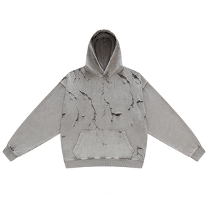 Sweat-shirt à capuche surdimensionné pour homme, imprimé craquelé, 100% coton, tissu éponge français, style décontracté d'automne - Product Image 4