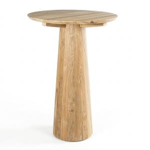 Robi Bar Table Modern Solid Wood High Pub Furniture Elegant Conical Pedestal Base Table For <b>Rustic</b> Contemporary Home Decor Style - Product Image 1
