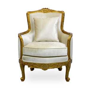 Sillón de Salón Clásico Francés de Lujo, Madera Maciza Tallada a Mano, Sillón Tapizado para Hotel, Dormitorio, Villa, Salón - Product Image 1