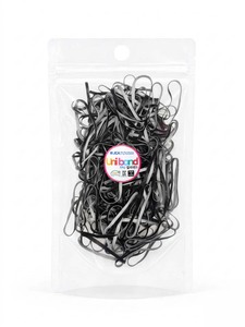 Élastiques à cheveux ronds en TPU Uniband, noir/gris, haute qualité, unisexe, fabriqués en Corée, usage quotidien, emballage en sachet OPP. - Product Image 1