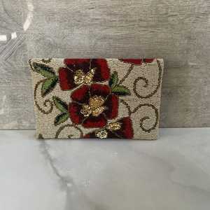 กระเป๋าถือทรงสี่เหลี่ยมผืนผ้าปักลายดอกไม้ประดับลูกปัดทำมือ ALI FASHION ART  วัสดุโพลีเอสเตอร์ พร้อมซิป เหมาะสำหรับการเดินทางและงานปาร์ตี้ - Product Image 5