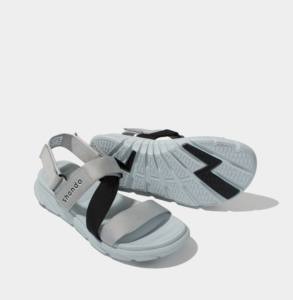 Sandalias con Cierre de Velcro, Suela Gris Ligera, Tiras Negras, Nuevo Artículo, Punta Abierta, Estilo Casual - Product Image 4