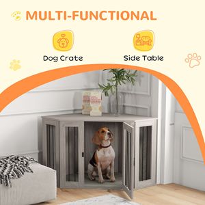 "Rectangle XL Walnut Dog Crate End <b>Table</b> with Cushion for Medium Dogs Indoor Use" - Product Image 4