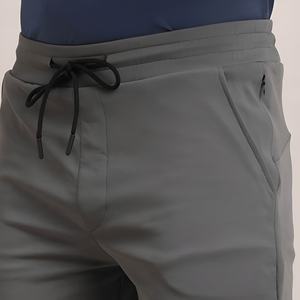 Shorts de bain gris pour hommes, séchage rapide, avec cordon de serrage et poches, style décontracté, longueur Bermuda, vêtements de sport - Product Image 4