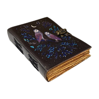 Journal artisanal vintage en cuir véritable avec motif hibou, idéal pour la lecture religieuse, le Wicca et la sorcellerie