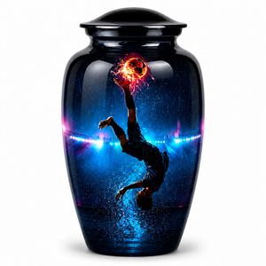 Luxury Golden Soccer Player Picture Sticker Cremation Urn for Human Funeral Ashes - Product Image 3