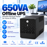 UPS Offline 650VA dengan Baterai Internal, Cadangan Daya Router Modem Desktop, Mini Uninterruptible Power Supply Handal untuk Penggunaan Rumah dan Kantor
