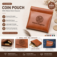 Pochette à monnaie en cuir PU en gros, fermeture à bouton-pression, mini sac de rangement à fermeture automatique, logo personnalisé en relief, style shrapnel en forme de noix pour bijoux