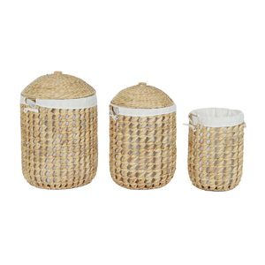 Juego de 3 cestas de jacinto de agua para ropa sucia, cestas tejidas para almacenamiento en el dormitorio, cesto para ropa de bebé y niños, de Vietnam - Product Image 2