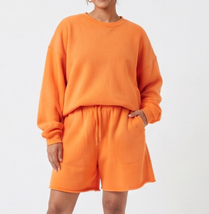 Ensemble court en polaire pour femmes, sweat-shirt et short surdimensionnés, deux pièces, coupe ample, décontracté, streetwear, mode, ensemble confortable et chaud pour se détendre - Product Image 6