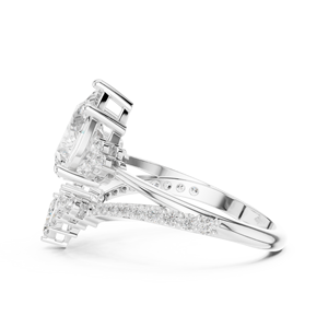 Conjunto de Anillos de Diamantes de Moissanita Plateados, Impresionante Anillo de Plata de Ley 925 con Corte de Pera, Joyería Fina para Compromiso y Boda para Mujer - Product Image 2
