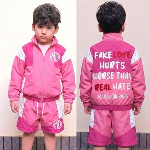 Unisex New Design Two Piece 100% Cotton Tracksuits Acid Wash Printed Streetwear Hooded Drawstring Windbreaker Short Sets - Product Image 4