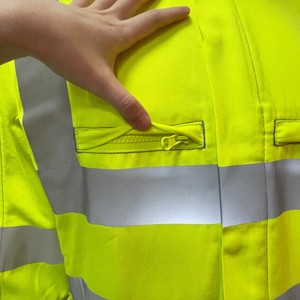 Gilet de sécurité haute visibilité jaune fluorescent, vêtement de travail réfléchissant, veste de sécurité avec poches, polyester, pour travaux routiers - Product Image 2