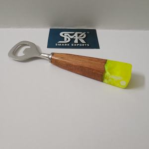 Ouvre-bouteille artisanal en bois et résine, ouvre-bouteille à bière, ouvre-capsule, outil de bar, manche en bois, accessoire de cuisine - Product Image 1