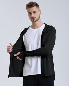 Sudadera con Capucha Negra para Hombre, con Cierre, Manga Larga, Deportiva, Transpirable, de Poliéster Tejido, para Fitness y Jogging - Product Image 5