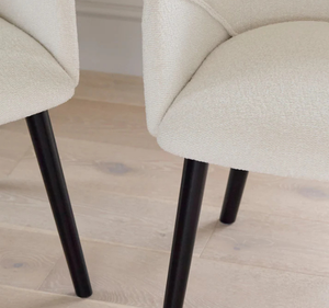 Ensemble de table à manger en teck massif moderne Per Se avec chaises rembourrées blanches, ensemble de meubles de salle à manger contemporains de luxe - Product Image 5