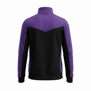 เสื้อแจ็คเก็ตวาร์ซิตี้ผู้ชาย สีม่วงดำลายทาง ตัดต่อสี คอตั้ง ซิปเต็มตัว สไตล์สปอร์ต กันลม แห้งเร็ว ต้านเชื้อแบคทีเรีย - Product Image 5