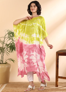 High Quality Designer Rayon <b>Kaftan</b> Tie Dyed <b>Summer</b> Daily Wear Regular Fit Sweetheart neck at Best Price by Supplier - Product Image 2