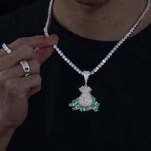 Collares de Plata S925 con Moissanita, Colgante de Bolsa de Dinero con Color VVS, Joyería Creativa Estilo Hip Hop - Product Image 3