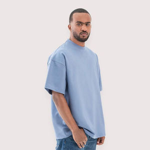 <b>Mens</b> Blue Oversized Short Sleeve Heavyweight Cotton T-<b>Shirt</b> Custom Logo OEM ODM Wholesale Apparel - Product Image 2