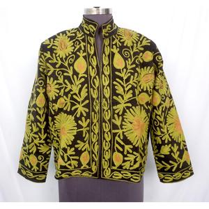 Handmade Unique Hand Embroidered 100% Cotton Cotrise Quilted <b>Jacket</b> Women Full Sleeves <b>Mandarin</b> <b>Collar</b> Breathable Quick Autumn - Product Image 1