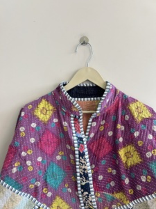 Reversible Indian Kantha <b>Jacket</b> Indian Handmade Vintage Boho Short Coat For Women - Product Image 2