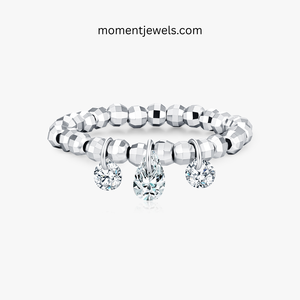 S925 Sterling <b>Silver</b> Moissanite <b>Ring</b> for Women VVS1 Round Brilliant Pear Cut 0.2ct 0.3ct Geometric Beaded Inlay Fine Jewelry Gif - Product Image 1