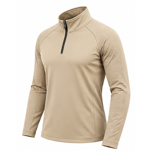 Camiseta de manga larga con cremallera de 1/4 para hombre, para equitación, que absorbe la humedad, de secado rápido, transpirable, elástica en 4 direcciones, con cremallera, para entrenamiento ecuestre - Product Image 2