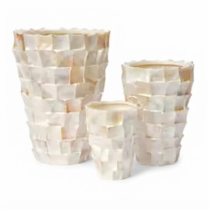 Mother of Pearl Flower Vase Handcrafted Bone Inlay Capiz Shell <b>Mosaic</b> Flower Pot for Modern Living Room Hotel And Wedding <b>Table</b> - Product Image 4