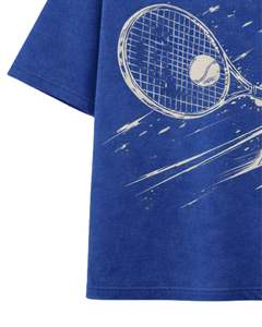 Camiseta Gráfica de Tenis Anime Azul para Hombre, Algodón Oversize, Estilo Urbano, Estampada, Casual de Verano, Fabricante OEM Personalizado - Product Image 6