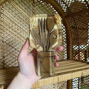 Handcrafted Wooden Utensil Holder Cutlery Organizer <b>for</b> <b>Kitchen</b> Counter - Product Image 4