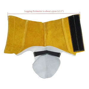 Guêtres de soudage en cuir croûte de vachette ignifuge, jaunes et blanches, résistantes à la chaleur jusqu'à 1000°C - Product Image 2