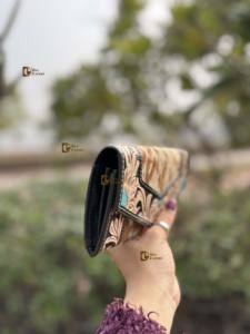 Cartera de mano de piel de vaca de cuero occidental, billetera tallada a mano, multiusos, pelo en ocultar, embragues elegantes de nuevo diseñador para mujer - Product Image 4