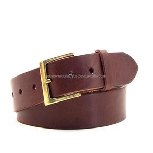 Ceinture décontractée en cuir texturé marron vintage pour hommes et femmes avec boucle en laiton massif ou en métal nickelé tailles personnalisées disponibles - Product Image 6