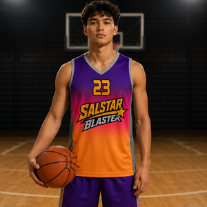 Tenue de basketball personnalisée à séchage rapide, maillot de basketball 100% polyester, ensemble uniforme de basketball imprimé numériquement, tendance du moment - Product Image 1