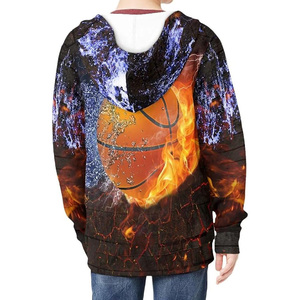 <span class=keywords><strong>Felpa</strong></span> con Cappuccio da Uomo con Stampa <span class=keywords><strong>Fiamme</strong></span> e Acqua, Vestibilità Regolare, Casual, in Maglia di Poliestere Felpato, Personalizzabile - Product Image 5