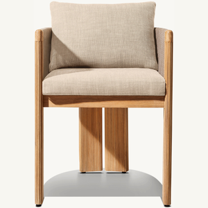 Silla individual en oferta, hecha de madera de teca, con un estilo moderno y sencillo, con detalles de ratán resistente para uso en exteriores. - Product Image 1
