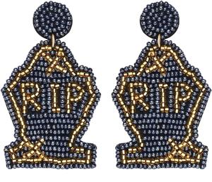 Boucles d'oreilles brodées de style vintage, bijoux multi-perles pour filles et femmes, taille personnalisée pour cadeau de fête - Product Image 1