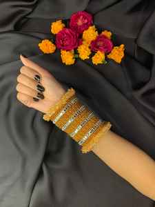 Wholesale Indian Style Trendy Pearl Churiya <b>Bangle</b> Set Wedding Latest Design Handmade <b>Copper</b> Alloy Bridal <b>Bangles</b> for Women - Product Image 6
