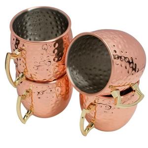 Vente en gros de tasses à Moscow Mule en cuivre pur, motif diamant en relief, tasse à cocktail et à bière, poignée en laiton, tasse à eau en cuivre personnalisée - Product Image 6