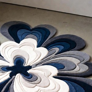Tapis en laine tufté à la main, luxe moderne, tapis de style royal bleu harmonieux, tapis design impérial pour chambre à coucher, décoration intérieure. - Product Image 5