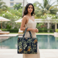 Sac fourre-tout à imprimés animaliers en coton, décontracté, tendance, pour le shopping quotidien, extra large, multicolore, avec poignée pour femme